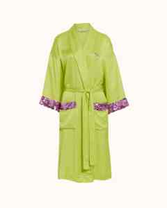 green robe for women with sequins from Peter Alexandre, luxury gifts for women who have everything on a light pink background 