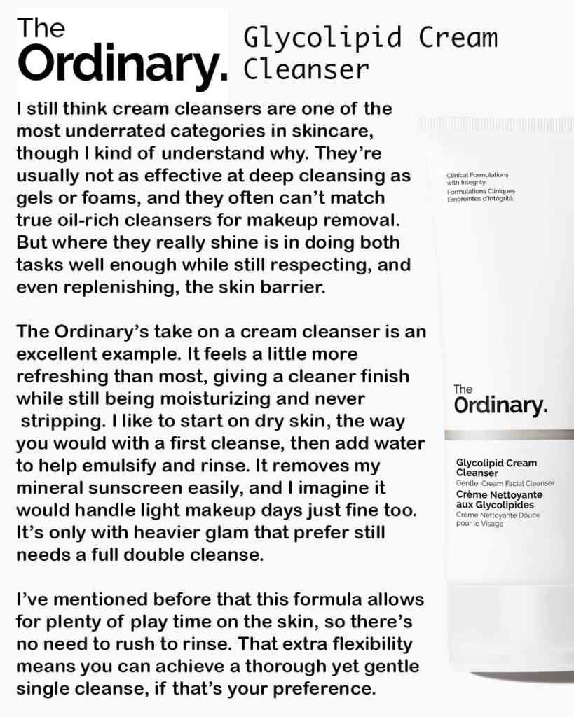 Cream facial cleanser suitable for dry skin, moisturising, gentle formula, effective makeup removal, ideal for light makeup days.