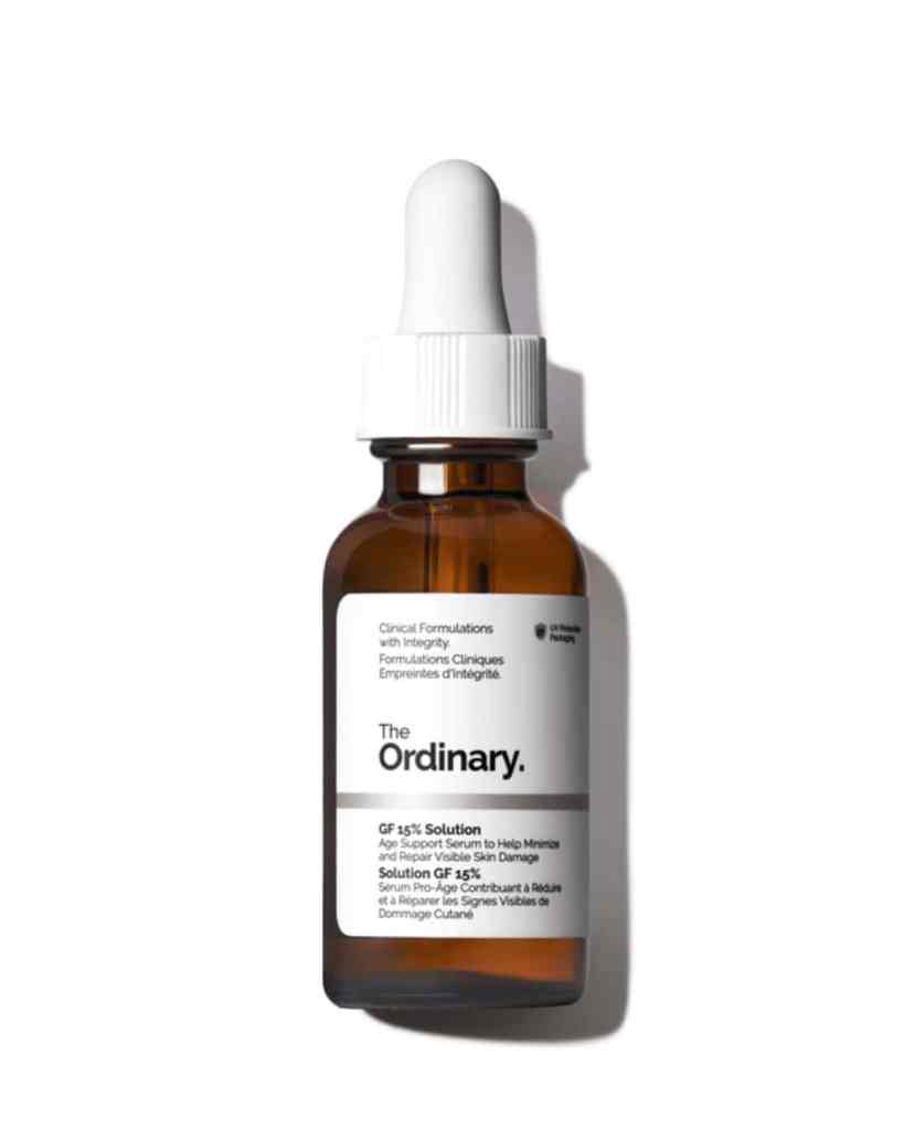 Skincare serum by The Ordinary with a dropper applicator, promoting skin repair and damage minimisation.