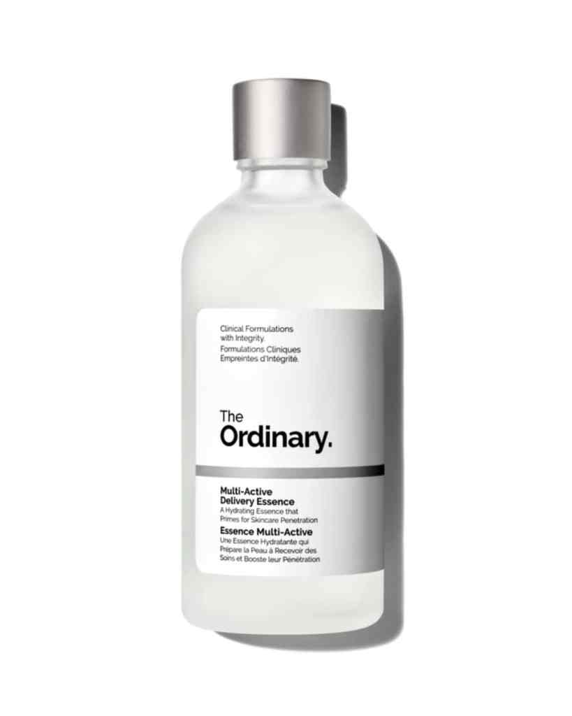 ALT text: Minimalist bottle of The Ordinary Multi-Active Delivery Essence skincare product.