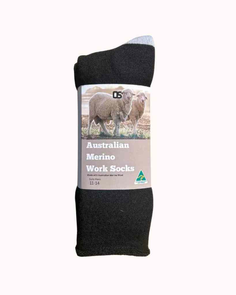 Comfortable Australian Merino Wool Work Socks for Men & Women, size 11-14.