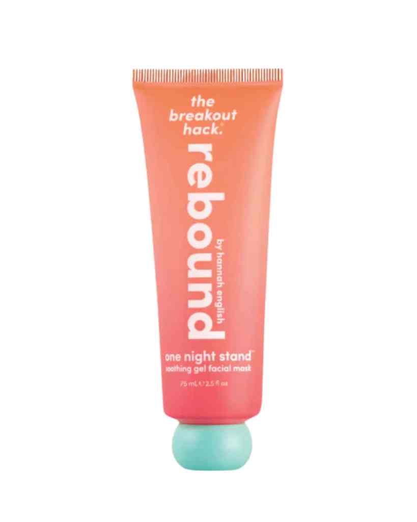 Pink soothing gel facial mask by The Breakout Hack. Perfect for skincare and relaxation.