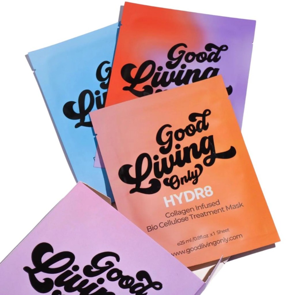 3 bio-cellulose, biodegradable masks from Good Living Only.