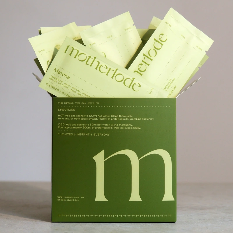 Motherlode Collagen Matcha Sachets box set.