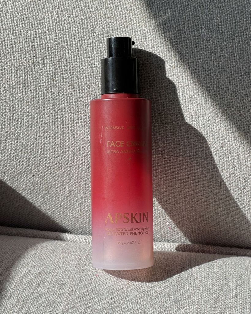 APSKIN Ultra Antioxidant Face Cream in red pump bottle, an antioxidant moisturiser made in Australia